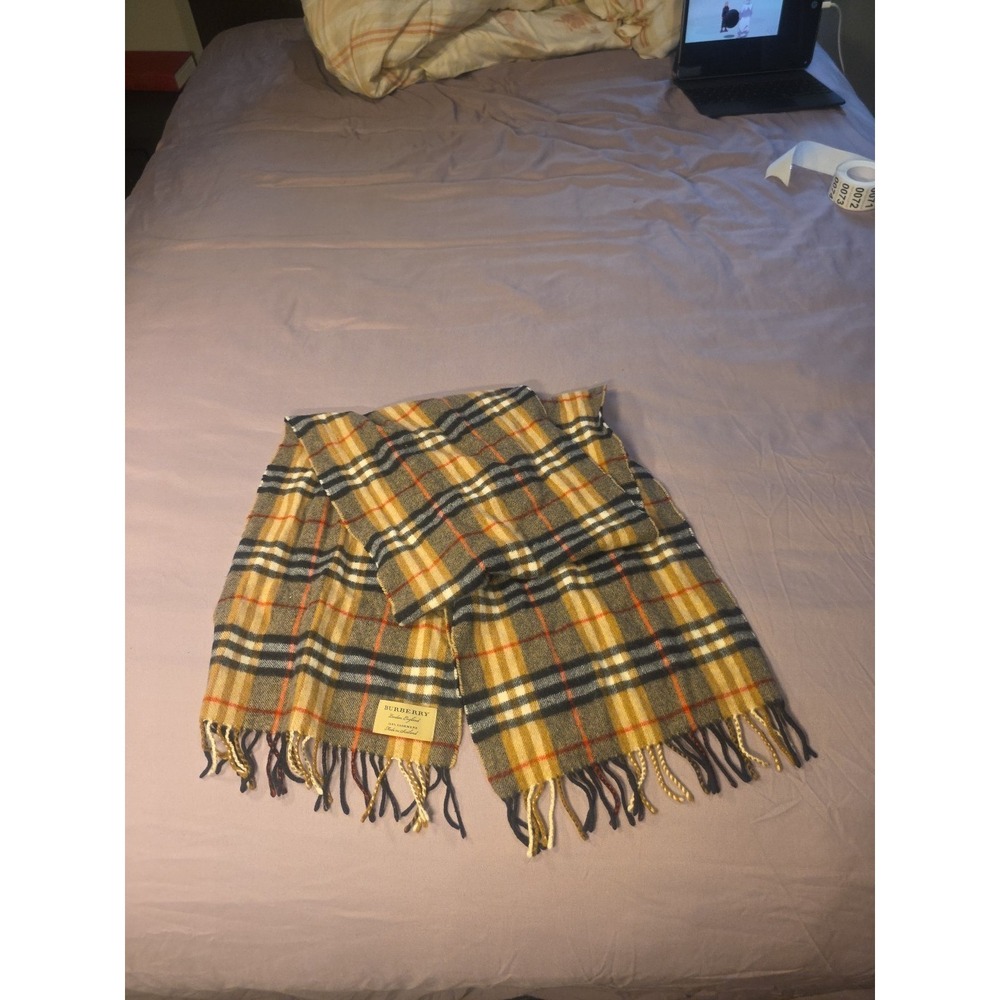 Burberry London 100% Cashmere M/W Nova Check Reversible Solid Scarf Authentic